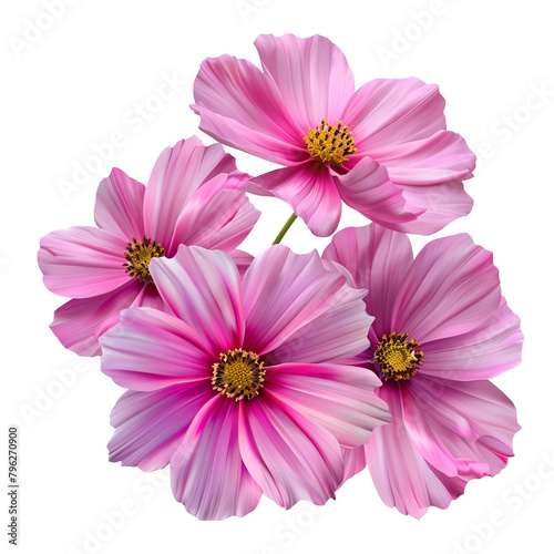 Pink cosmos flowers isolated on transparent background