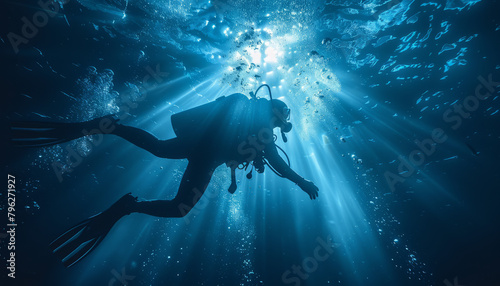 Adventurous scuba diver exploring the serene underwater world generative ai