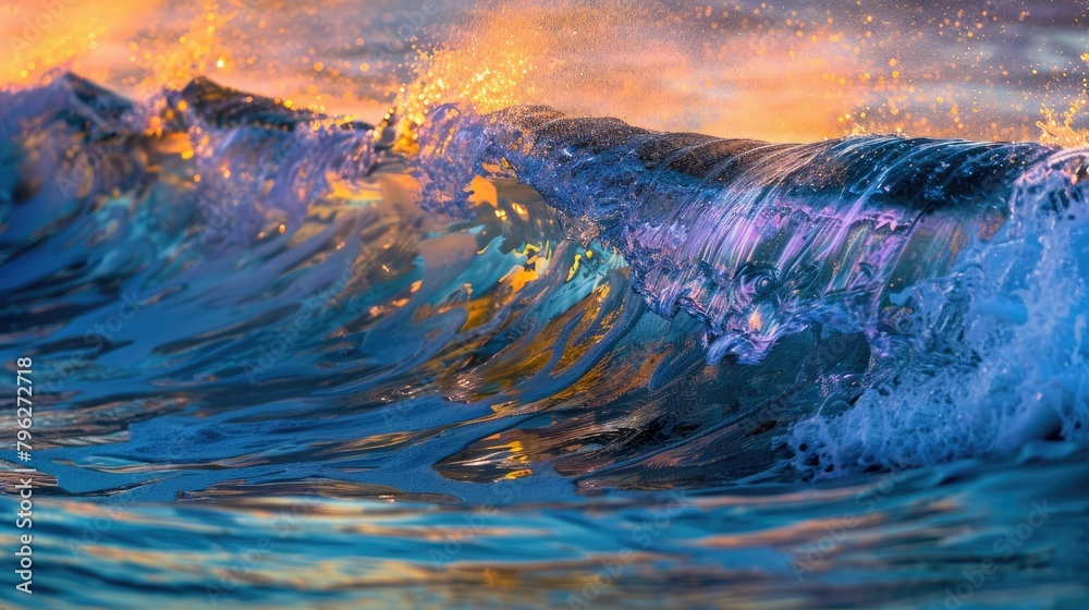 Rippling waves with vibrant hues, creating a dynamic effect