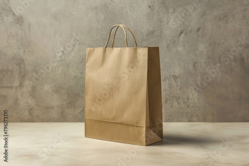 A simple brown paper bag on a table, suitable for various uses