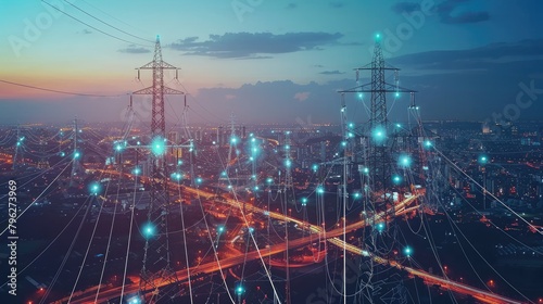Smart grid infrastructure managing electricity distribution photo