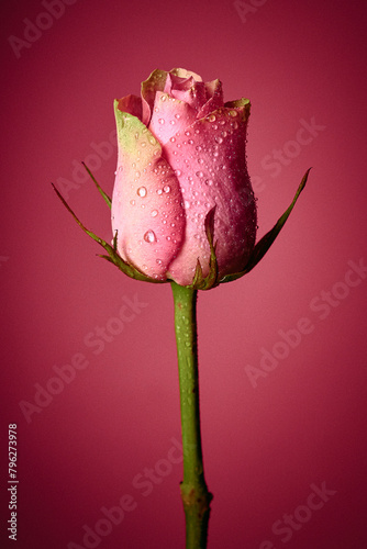 Pink rose wtih waterdrops