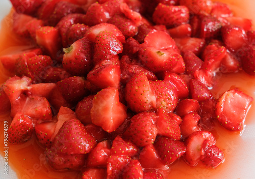 Making homemade strawberry jam.