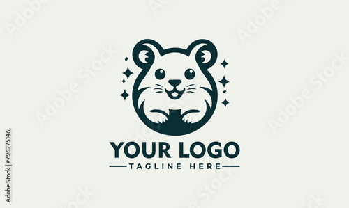 Gerbil Logo vector Monochrome Design Style cartoon icon design template black modern isolated vector illustration