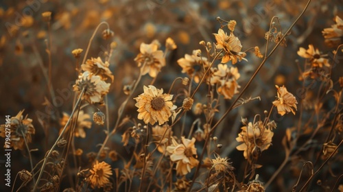 Withered leaves and flowers drooping from lack of water, showcasing the delicate balance of nature disrupted by drought
