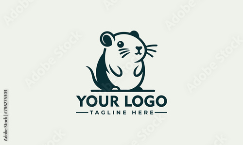 Gerbil Logo vector Monochrome Design Style cartoon icon design template black modern isolated vector illustration