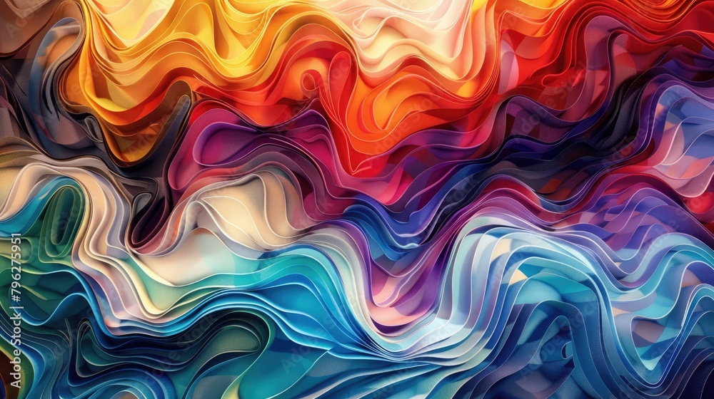 Fototapeta premium Colorful waves merging in a mesmerizing pattern