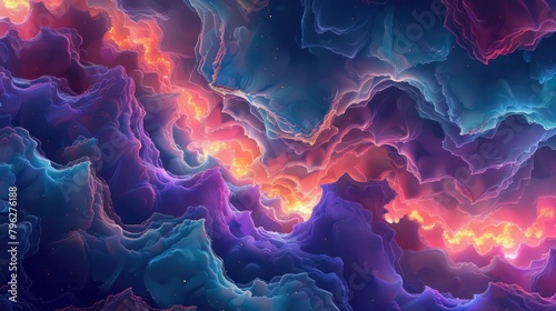 Colorful waves merging in a mesmerizing pattern photo