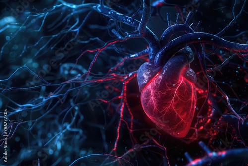 Understanding Cardiac Arrhythmia: A Visual Illustration of Fibrillation of the Heart's Nodules photo