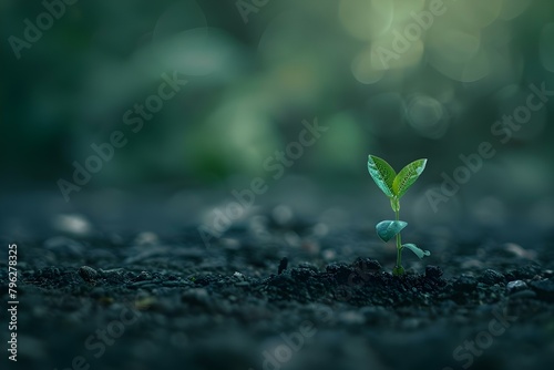 A small sprouting plant symbolizing growth and fresh starts. Concept Growth, Fresh Start, Small Sprouting Plant