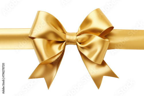 satin shiny glossy gold bow on transparent background