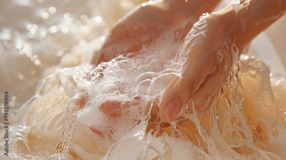 Fototapeta premium Delicate garments being hand-washed with gentle detergent