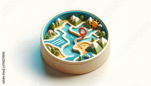 Discover Hidden Gems and Popular Spots with 3D Flat Icon Destination Discovery Ultra Close-Up Travel Map Isometric Scene