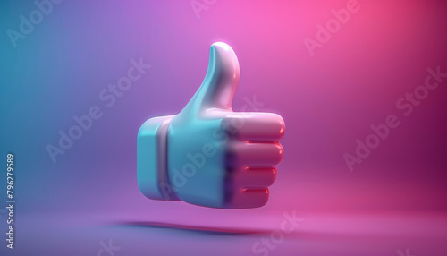 vector logo of a social media white thumbs up against a purple blue gradient backgroundcomposed of simple shapes,generative ai photo