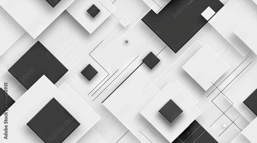3D white seamless background with grey and black squares, simple shapes. Simple design in the style of white background 3D white seamless background with grey and black squares, simple shapes. Simple design in the style of white background