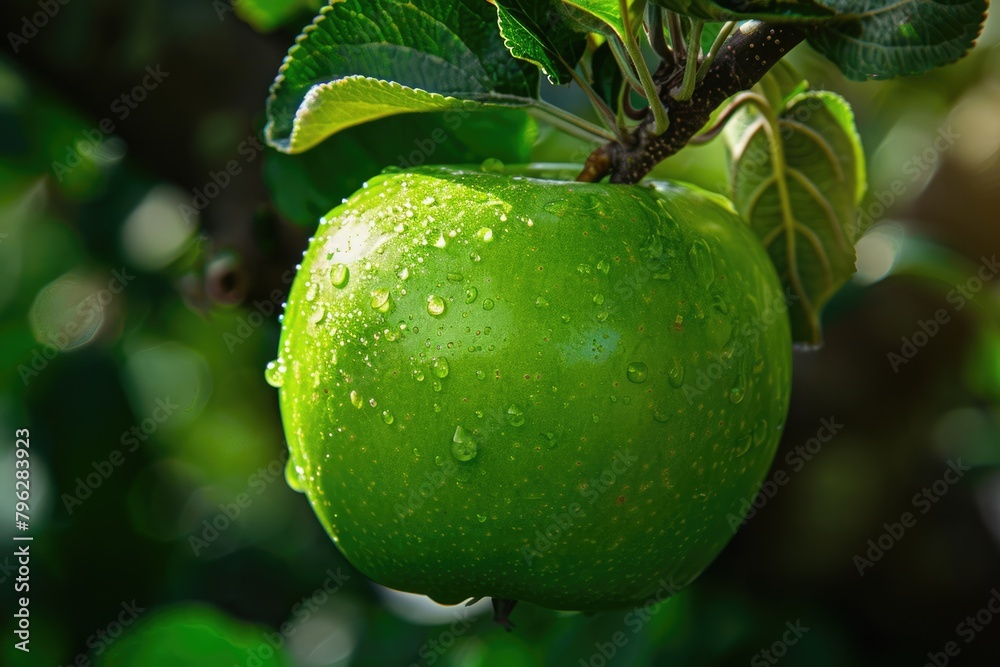 Fresh Green Apple on a Wooden Table: Delicious and Healthy Food Concept Fresh Green Apple on a Wooden Table: Delicious and Healthy Food Concept