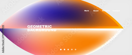 A vibrant geometric background featuring electric blue and peach colors with a closeup shot of a circle in the center, resembling an astronomical object in macro photography