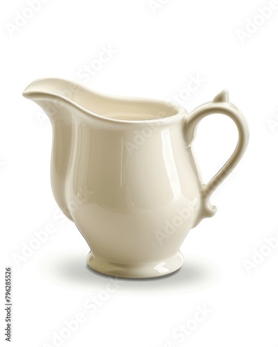 Creamer Pitcher Isolated on White Background for Dairy Drink Ingredient or Cream