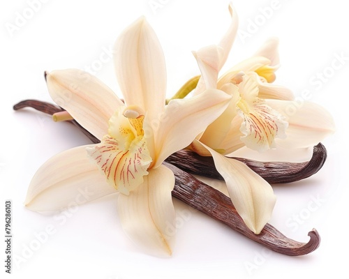 Isolated Vanilla Flower. Pure and Aromatic Vanilla Orchid in Full Bloom photo