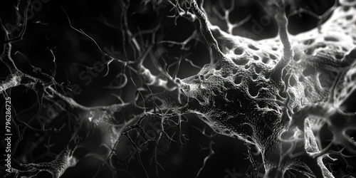 Black and white photo of a cell. Suitable for scientific presentations