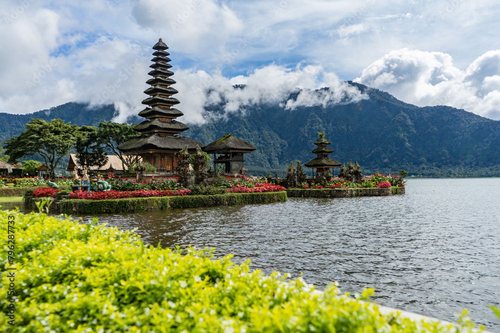 Bali, Indonesia - March 5, 2020. Pura Ulun Danu Beratan Bedugul temple on a lake in Bali, Indonesia Bali, Indonesia - March 5, 2020. Pura Ulun Danu Beratan Bedugul temple on a lake in Bali, Indonesia