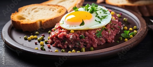 Plate of meal: bread and egg