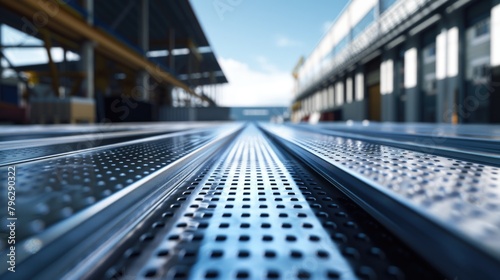 Detailed view of metal grate in building, ideal for industrial concepts photo