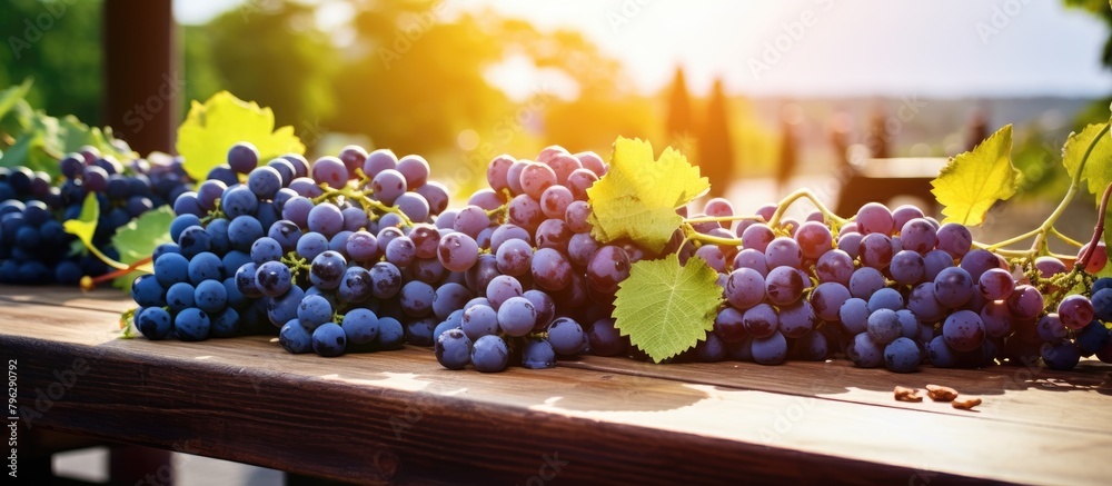 Obraz premium Grapes on Wooden Table