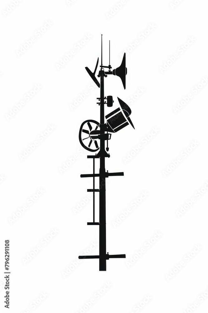 Black and white image of a wind turbine, suitable for energy or environmental concepts Black and white image of a wind turbine, suitable for energy or environmental concepts