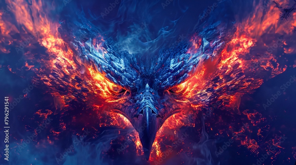 Fototapeta premium phoenix Flames licking the edges, center space clear for quotes on overcoming or succumbing to rage