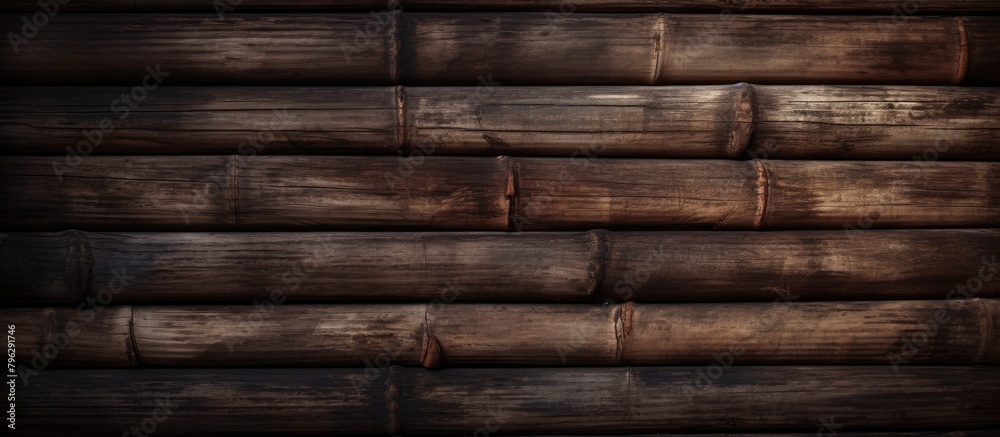 Fototapeta premium Bamboo wall with abundant timber