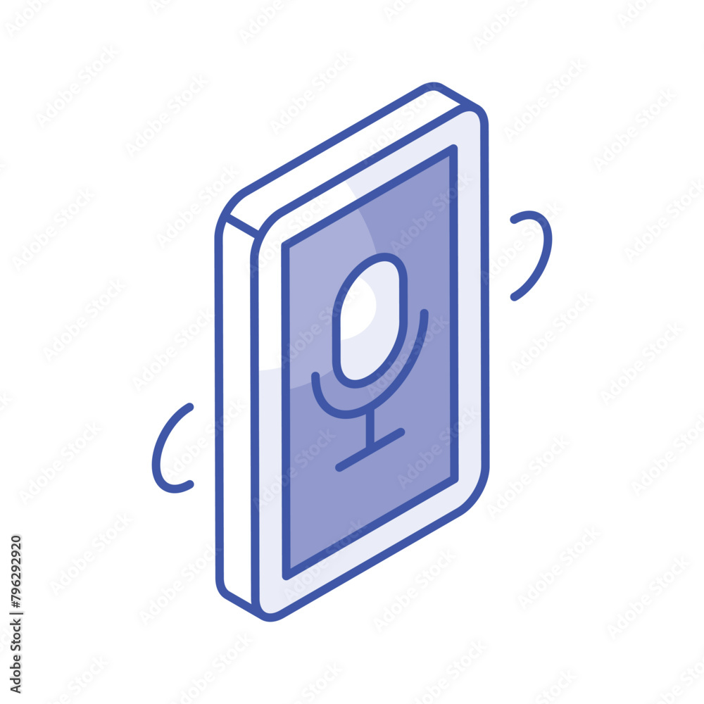 Microphone inside mobile, concept icon of voice recorder, audio recording device Microphone inside mobile, concept icon of voice recorder, audio recording device