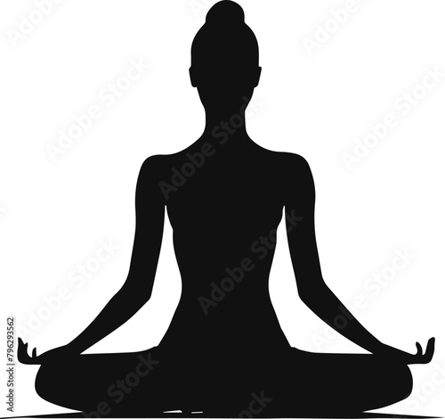 Silhouette of yoga woman in lotus position