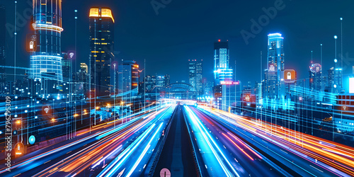 .Urban Velocity Lights, City Pulse: A High-Speed Journey Through Urban Dynamics