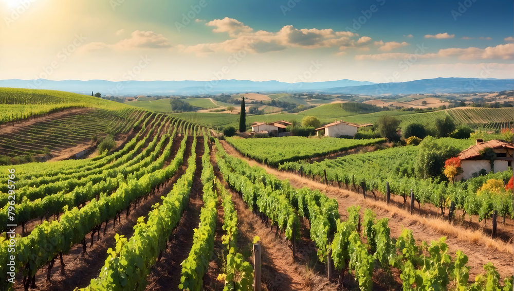 Bird's Eye View of Vibrant Vineyards: Perfect for Wine Industry Promotions and Wine Region Showcases