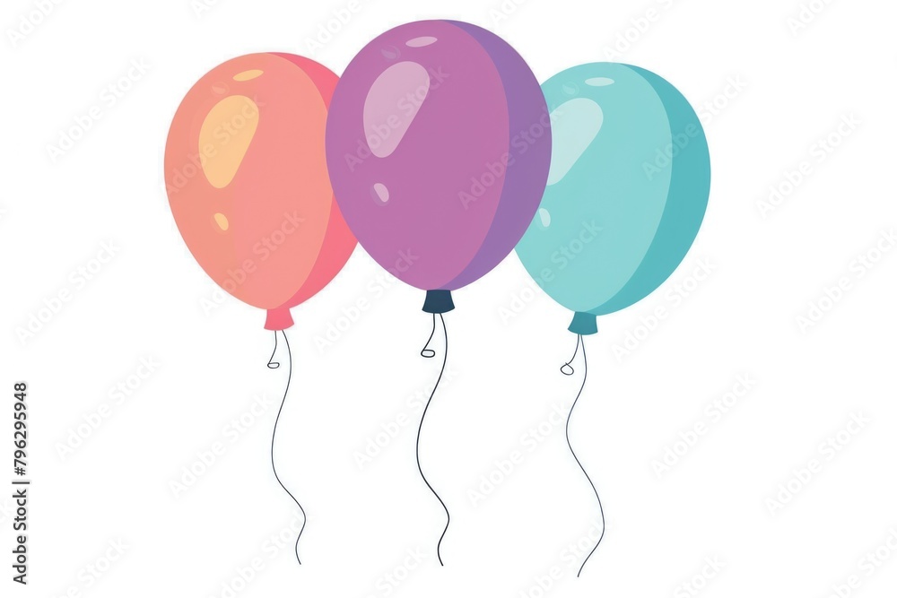 A group of three balloons floating in the air. Perfect for party invitations or celebration concepts