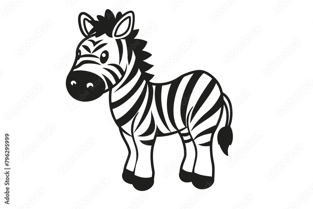 basic cartoon clip art of a Zebra, bold lines, no gray scale, simple coloring page for toddlers basic cartoon clip art of a Zebra, bold lines, no gray scale, simple coloring page for toddlers