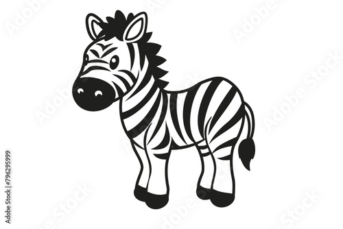basic cartoon clip art of a Zebra  bold lines  no gray scale  simple coloring page for toddlers
