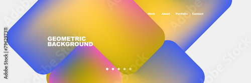 A vibrant geometric background with blurred effects in shades of amber, orange, and electric blue, resembling a liquid pattern in the sky. This artful design is full of colorfulness