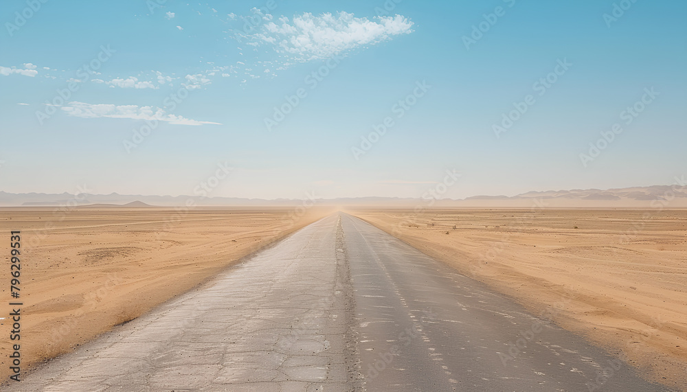 asphalted flat road through the sandy desert goes beyond the horizon asphalted flat road through the sandy desert goes beyond the horizon