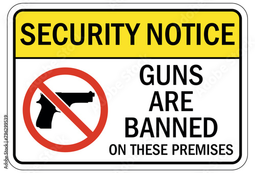 No gun allowed sign guns are banned on these premises