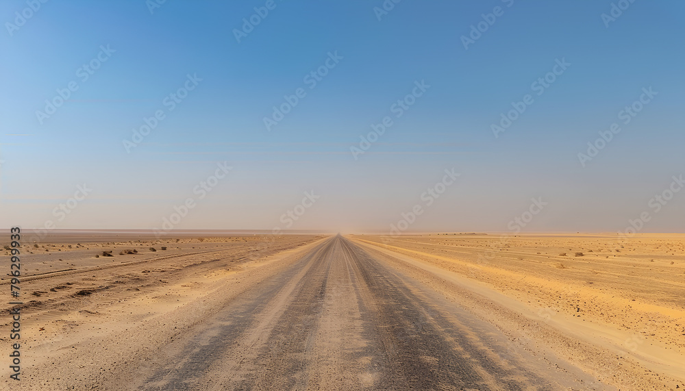 asphalted flat road through the sandy desert goes beyond the horizon asphalted flat road through the sandy desert goes beyond the horizon
