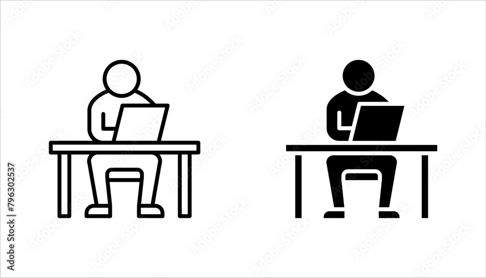 Work desk vector icon set, workspace symbol. Modern, vector illustration on white background
