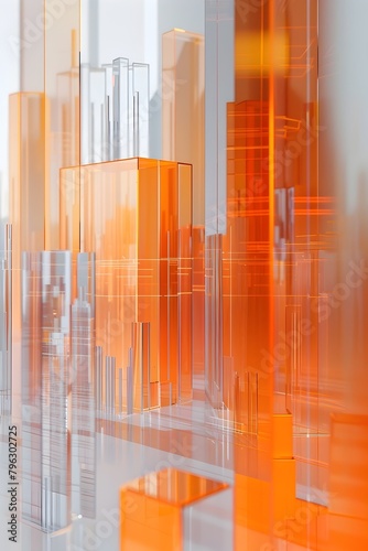 Vibrant Gradient Frosted Glass Cityscape Showcasing Futuristic Architectural Technology and Data