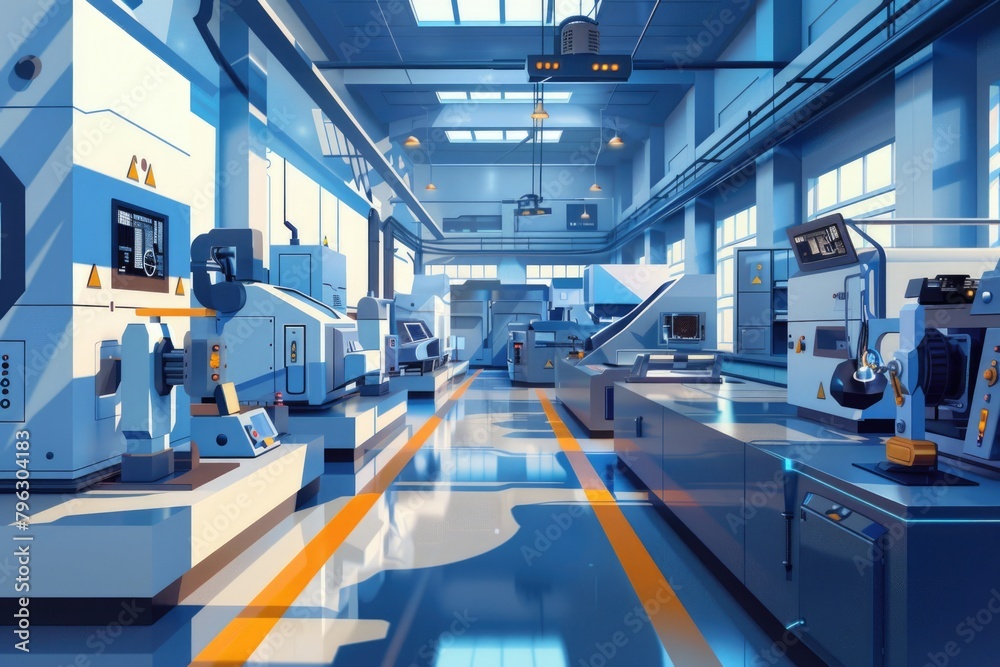 Industrial interior with machinery and equipment. Ideal for manufacturing concepts