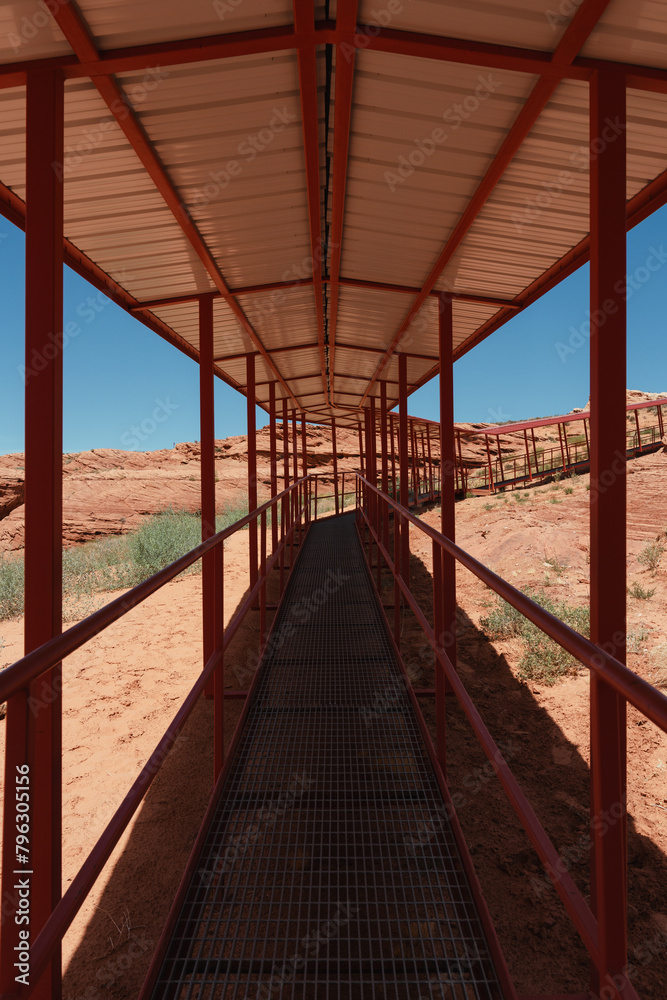 Narrow walkway in the Arizona Desert near the Antelope Canyon