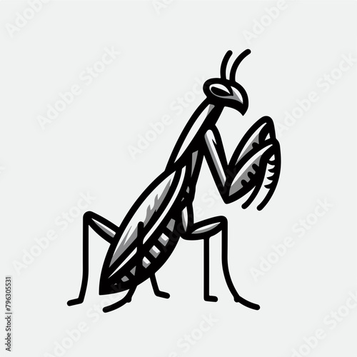 Praying mantis isolated on white background Vector illustration of a praying mantis