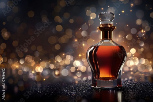 Cognac Bottle on Dark Background. Sleek and Modern Design Premium Spirit.
