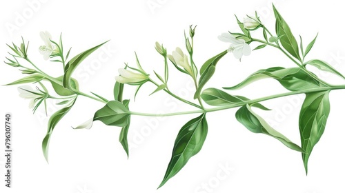 Detailed illustration of a plant with white flowers. Perfect for botanical designs