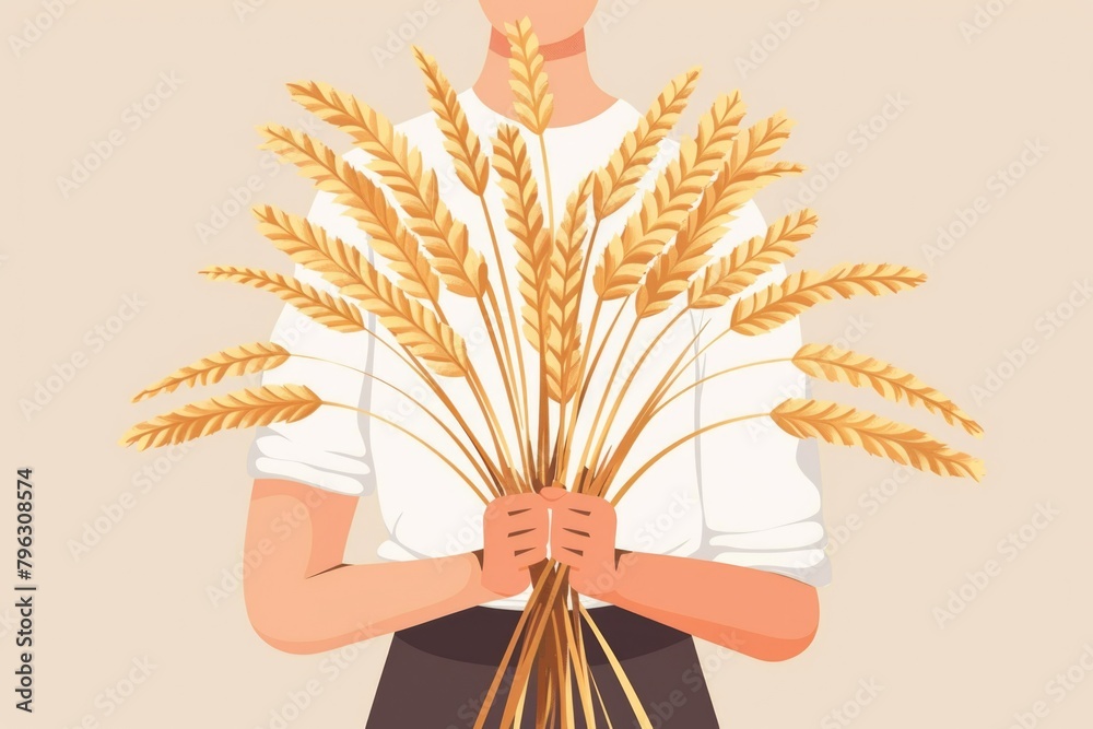 Obraz premium A person holding a bunch of wheat. Suitable for agricultural or farm-related concepts